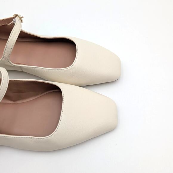 Nordstrom Jersey Leather Formal Ballet Flats Shoes Ivory Size US7M EU38 - Picture 9 of 11